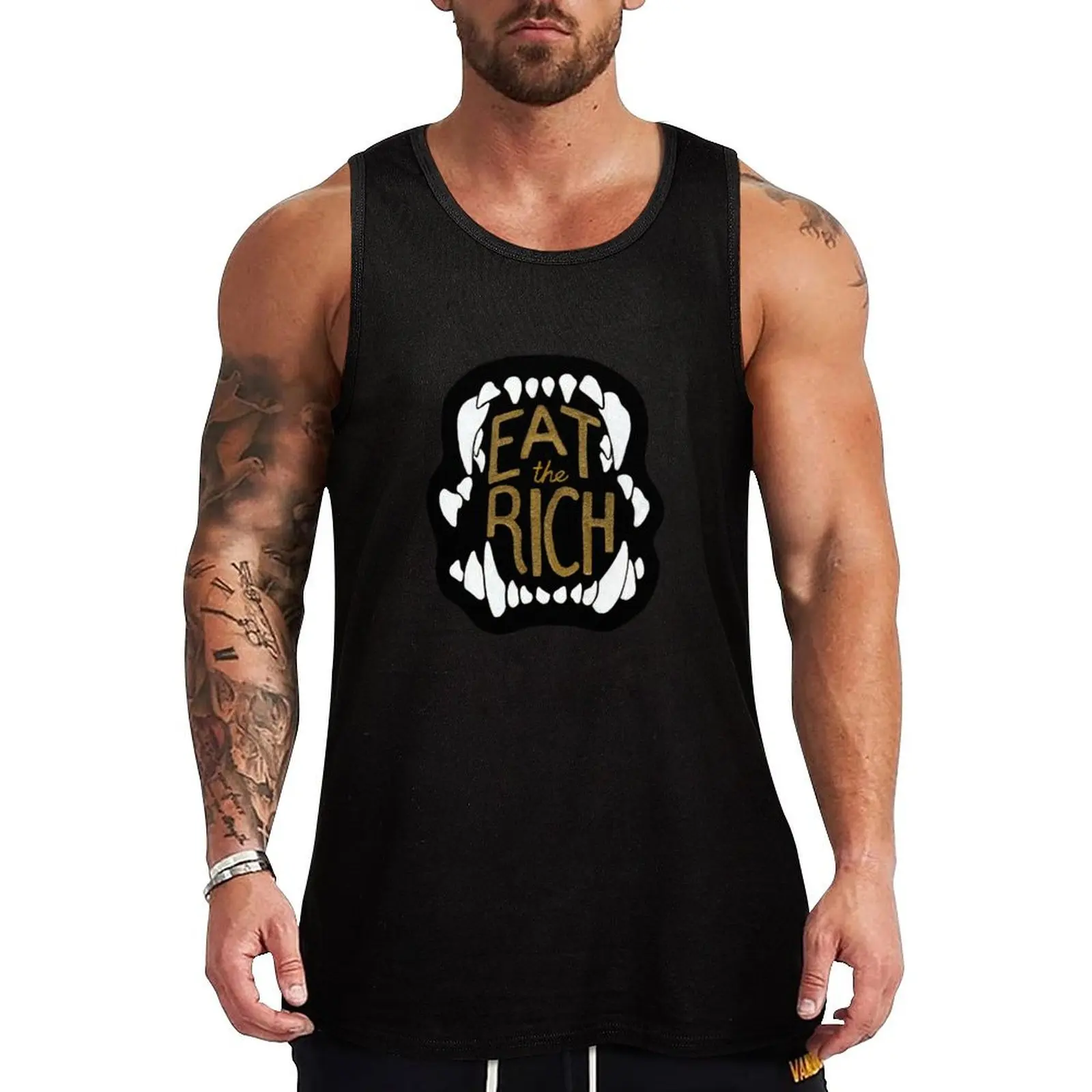 

Eat the Rich Tank Top sleeveless shirt man gym Men's fitness t-shirt