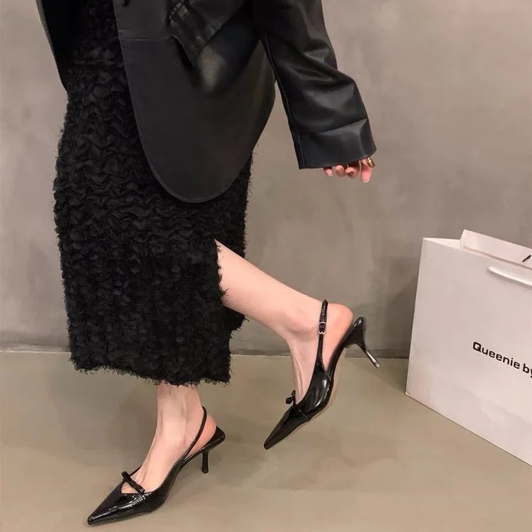 Luxury Designer Slingback Ankle Strap Buckle High Heel Shoes Stiletto Heel Pointed Toe Dress Pumps Women Shallow Sandalias women slingback sandals women high heels shoes women dress shoes