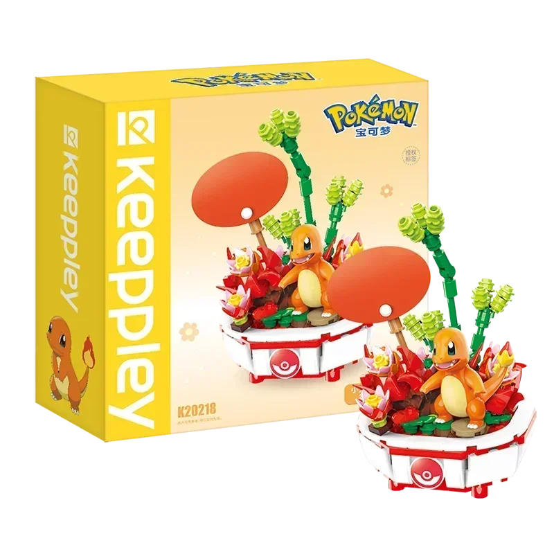 Keeppley Pokemon Building Block Pikachu Charmander Squirtle Model Toy Home Decoration Plant Potted Flower Brick Toy Child Gift