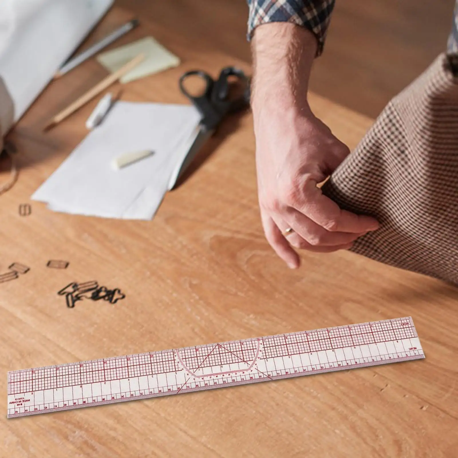 Grading Ruler 18 Inch Multifuctional Built in Scale Transparent Tailor Ruler for