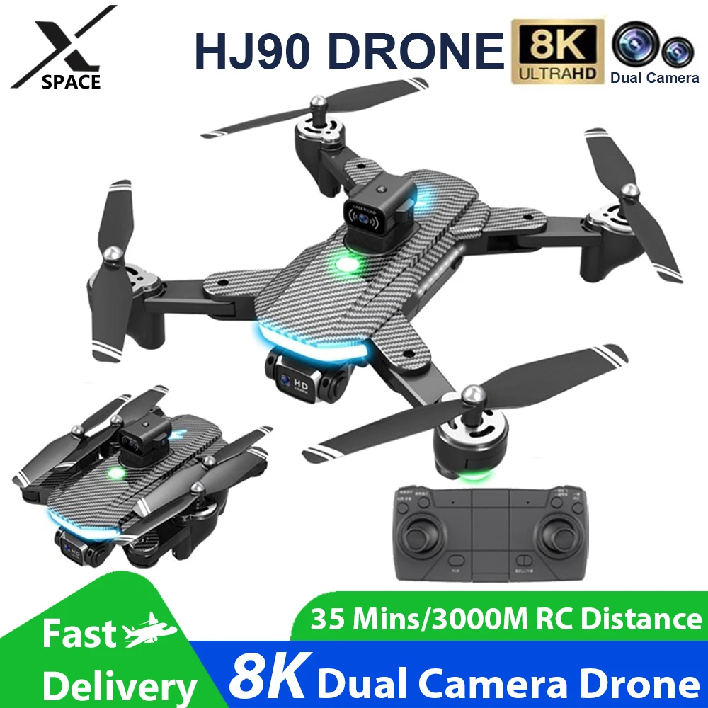 

Квадрокоптер HJ90 GPS 8K HD с двойной камерой, бесколлекторный, с дистанционным управлением препятствиями, четыре оси, игрушечный самолет с дистанционным управлением 3 км, Подарочная игрушка