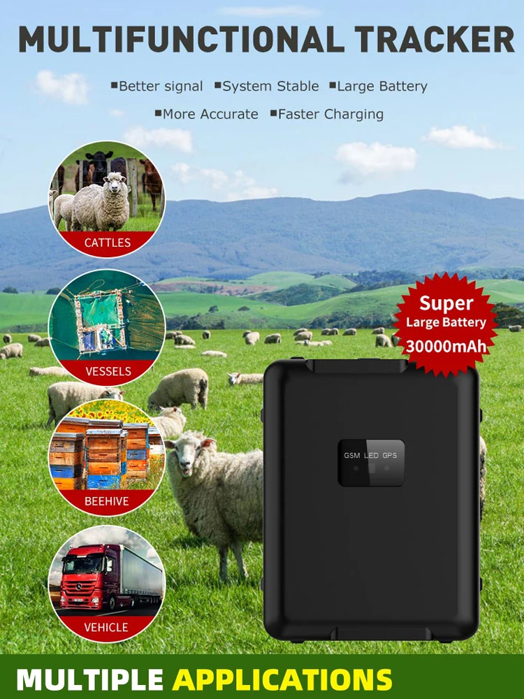 RF-V55 4G GPS Tracker Sheep Cow Cattle Horse Solar Power Strong Magnet Gps Tracking Device Locator 20000mAh Long Standby Time
