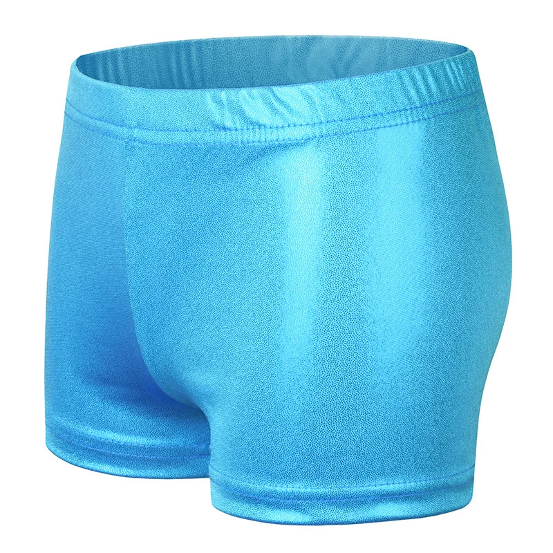 Hot Sale Cheap In Stock Elastic Kids Girls Child Metallic Short Shiny Gold Black Sports Dance Gymnastics Shorts