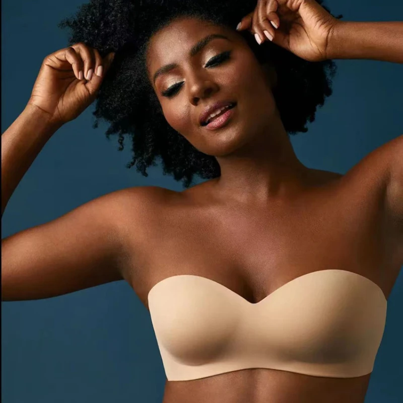 Women Sexy Bras Invisible Strapless Half Cup Traceless Tube Tops Female Wedding Dress Off Shoulder Bra Gather Push Up Underwear