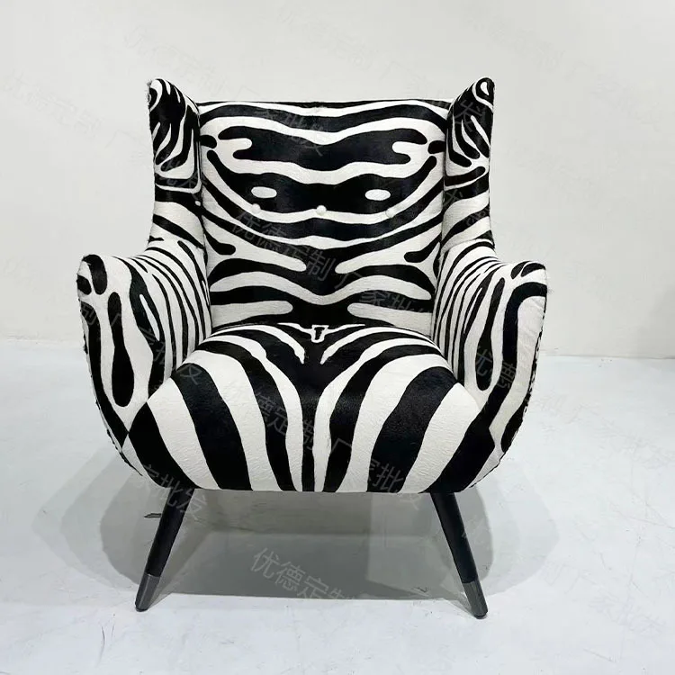 

European-style simple living room single seat zebra pattern designer creative sofa chair