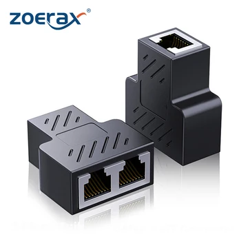 ZoeRax 인터넷 네트워크 케이블 확장기, RJ45 커넥터 커플러, PC TV 박스 라우터용, RJ45 분배기 1-2 이더넷 어댑터, 2PCs