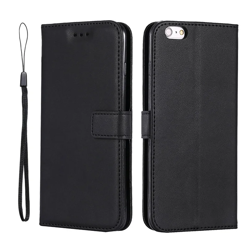 Luxury Leather Flip Wallet Case with Lanyard and Magnetic Closure