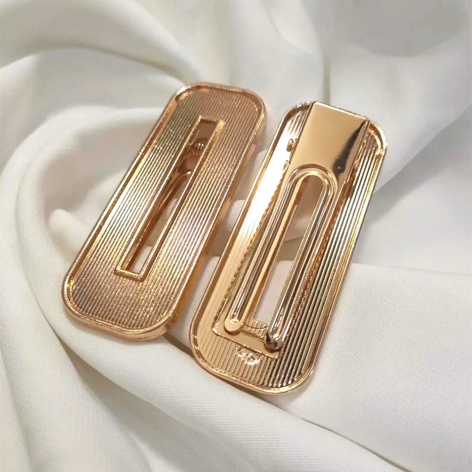 High quality drop clip oval flat clip groove diy patch leather hair accessories 3pcs/lot 7.5x2.8cm