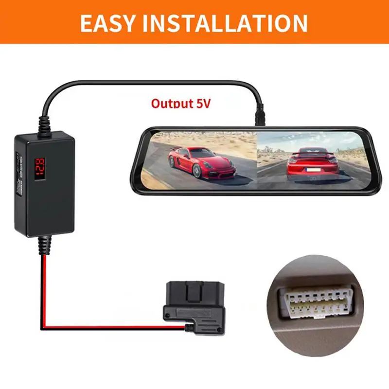 Parking Monitoring Converter Cable 12-24V To 5V/3A USB C Converter Cable For Parking Recording Automotive Device Accessory