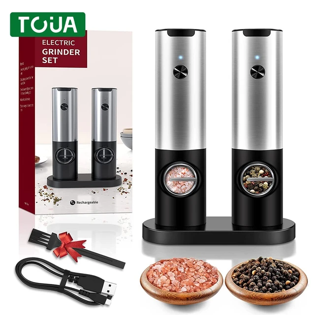 Electric Pepper Grinder USB Rechargeable Automatic Pepper Salt Mill Grinder  with LED Light Quick Charging Grinder Kitchen Tools - AliExpress