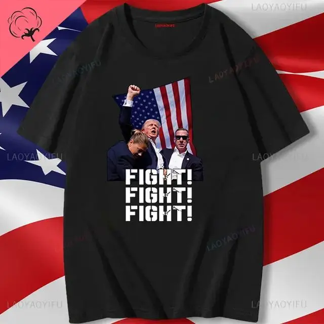 Make America Great Again 2024 Printed Tshirt I Stand with Trump Woman Man High Quality Cotton Tops Tee Shirt Donald Trump Fight