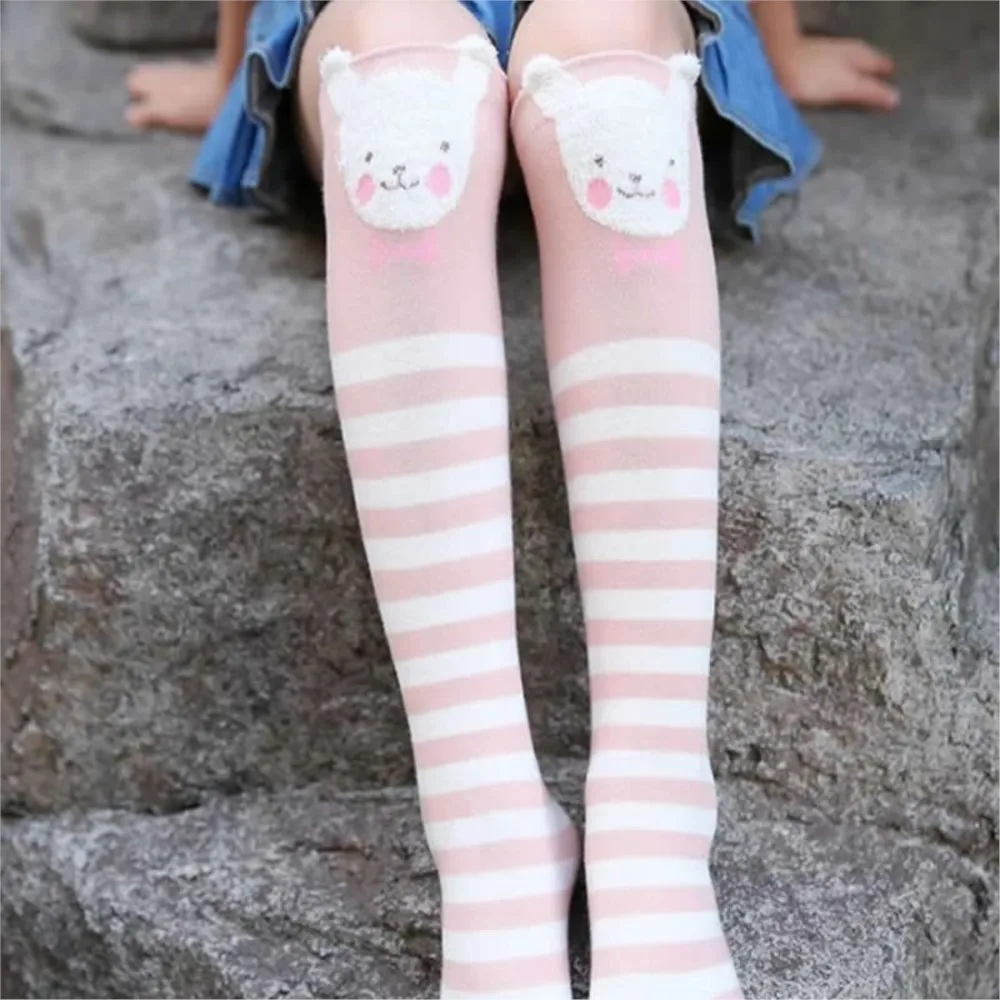 Children Knee High Socks autumn period children's socks knee high Cotton cat ear socks girls Cartoon for straight baby knee-high cat fox print