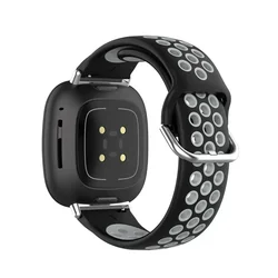 Premium Silicone Smart Watch Replacement Strap - Versatile and Durable Wristband Accessory - fitbit sense 2 (Black grey)