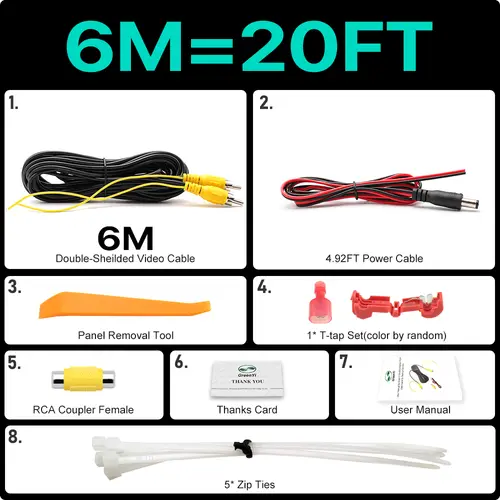 GreenYi Upgraded Double-Shielded RCA Video Cable for Monitor and Backup Rear View Camera Connection 6m 10m 15m 20m AV Extension - Image 8
