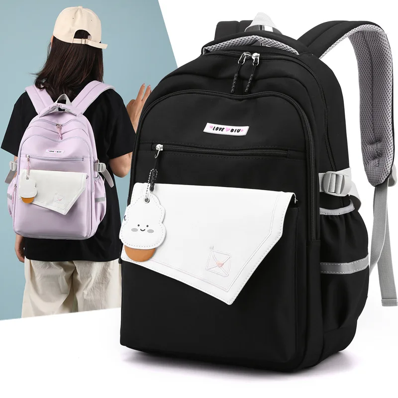 

Backpack Women's INS Style Cute Color Contrast Large Capacity College Student Schoolbag Ultra-light Multi-layer Design Backpack