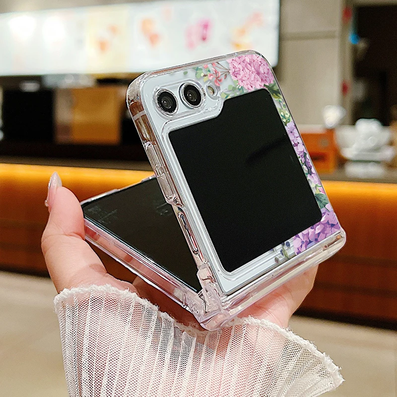 Butterfly Pattern Folding Phone Case For Samsung Galaxy Z Flip5 Flip4 Flip3 Clear Hard PC Back Cover For Samsung Z Flip 5 4 3_voghion.com