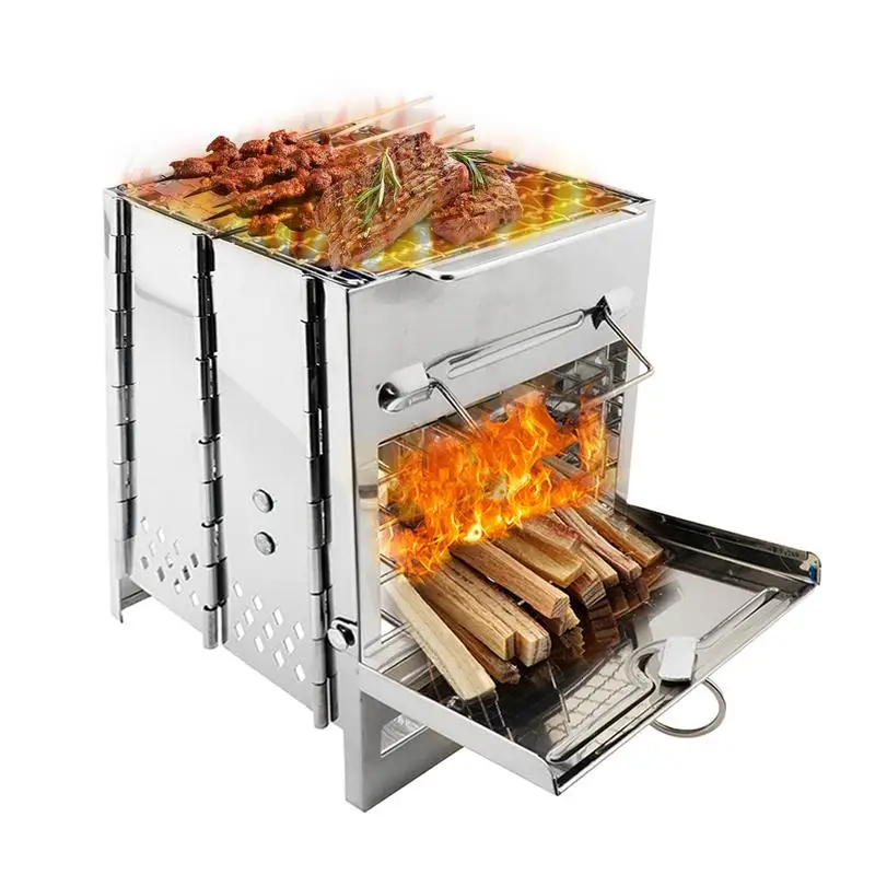 

Wood Burning Stove Indoor Folding Stainless Steel Woodburning Stove Indoor Outdoor Camping Wood Stove Tent Stove For Camping