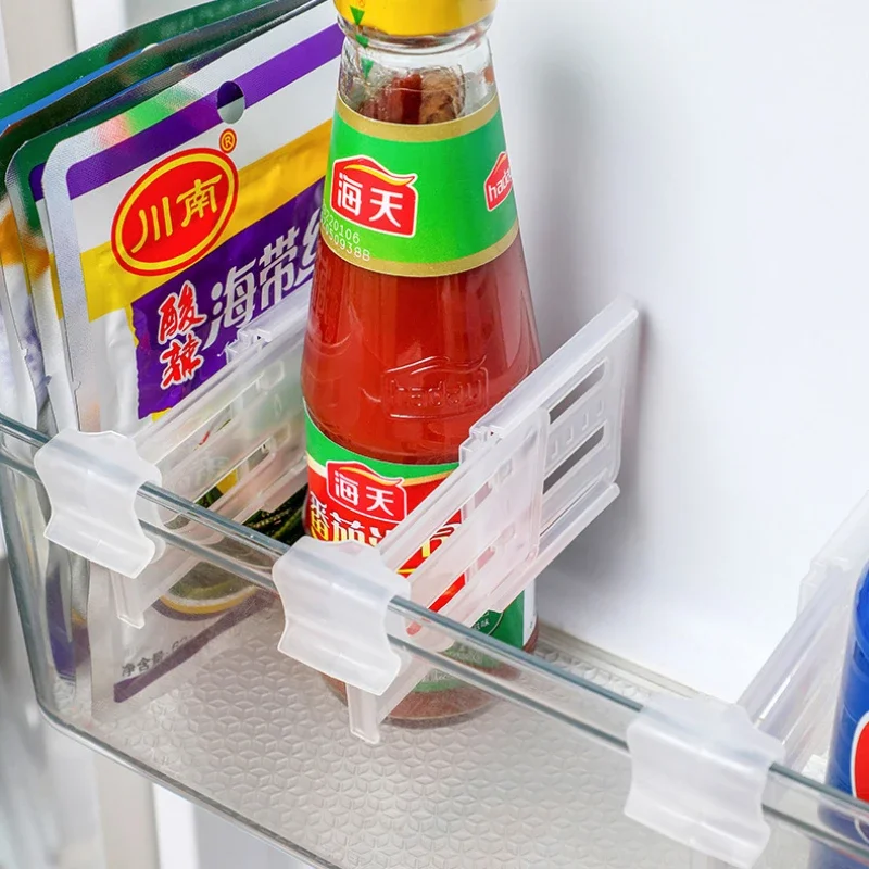4pcs Seasoning Divider Fridge Clip-on Partition Beverage Refrigerators Food Board Adjustable Shelf Sorting Bookend Side Door