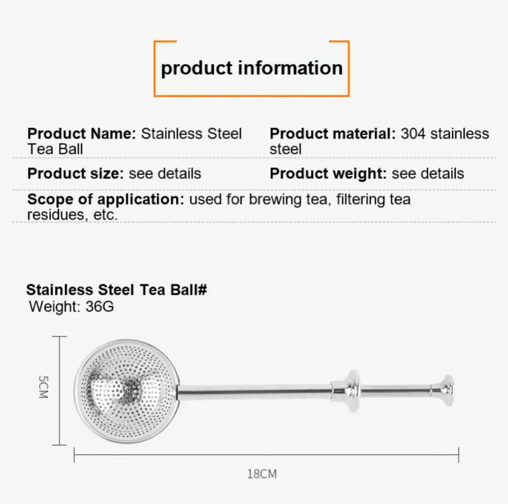 Description Picture 2 of itemStainless Steel Tea Infuser Sphere Mesh Tea Strainer Coffee Spice Filter Diffuser Handle Tea Ball Tea Spoon Infuser Filter