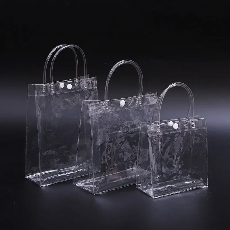 10/20pcs 지우기 토트 방수 가방 재사용 가능한 PVC 지우기 쇼핑 가방 숄더 핸드백 환경 친화적 인 여행 저장 가방 신발 가방