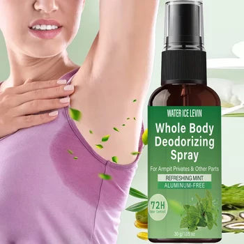 Spray Deodorante per Tutto il Corpo Menta Rinfrescante 72H Controllo Odori Senza Alluminio per Ascelle e Corpo con Collagene HA 30g