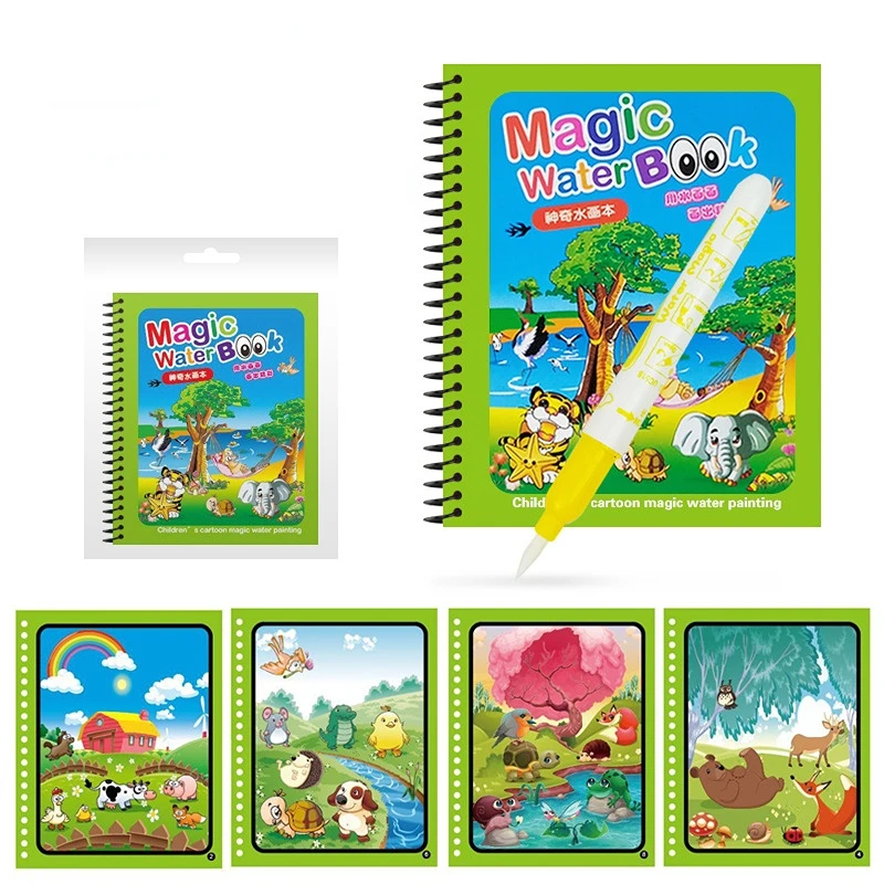 Reusable Children Magic Water Book Baby Early Education Toys Magical Drawing Coloring Books with Pen Set for Kids Montessori Toy 5