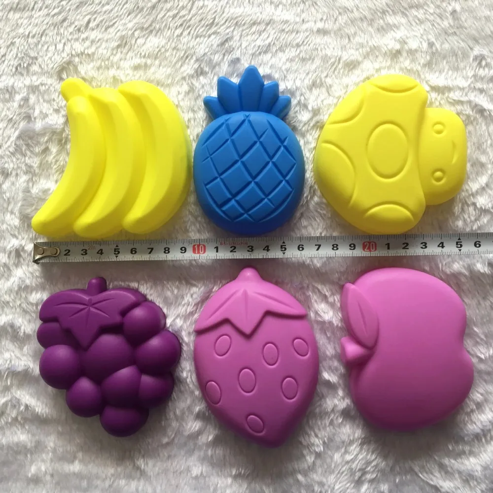 6pcs Fruit Child Kid Model Building Kits Portable Fruit Sand Clay Mold Building Decoration Beach Sand Toy