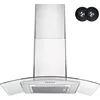 30" Range Hood Ducted/Ductless Convertible Wall Mount Range Hood with Tempered Glass Push Button Control Stainless Steel Filter 1