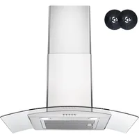 30" Range Hood Ducted/Ductless Convertible Wall Mount Range Hood with Tempered Glass Push Button Control Stainless Steel Filter 1