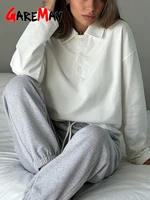 Superbe T-shirt Polo Vintage en Coton à Manches Longues pour Femme, Style Décontracté Basique Blanc et Marron, Collection Printemps 2026, Idéal Streetwear 5