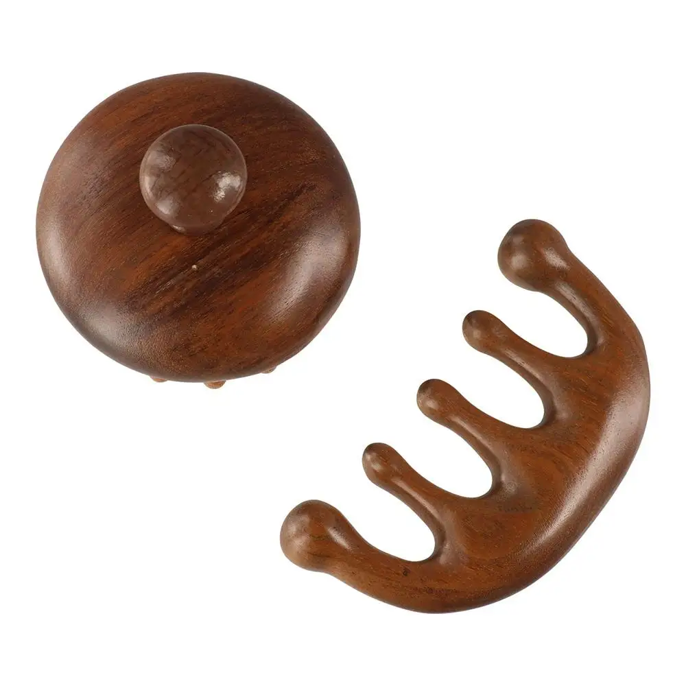 Scalp Relax Meridian Massage Comb Blood Circulation Anti-static Head Massage Comb Wooden Handle Smooth Hair