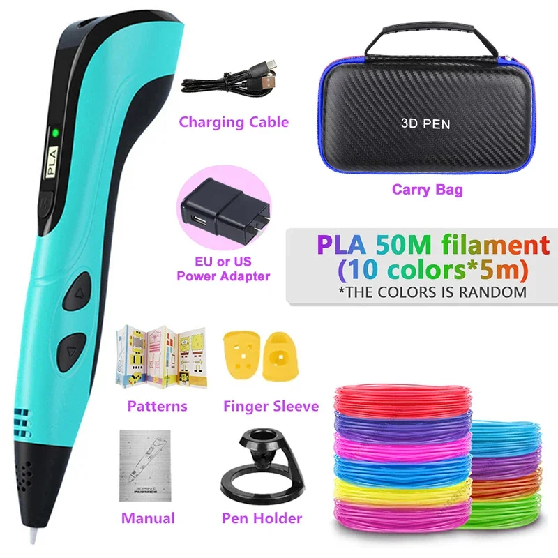 Creative 3D Printing Pen for Kids with Portable Travel Case and PLA Filament