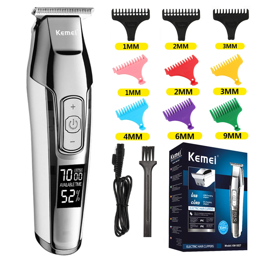 Kemei Barber Muto Riduzione Del Rumore Led Quantità Elettrica Display Digitale Porta Di Ricarica Incisione Elettrica Push Shear Km-5027
