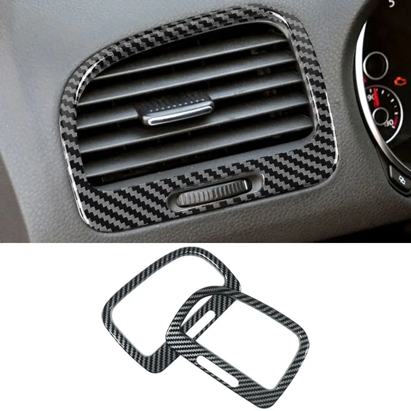 

Для VW Golf 6 MK6 2008-2013 ABS углеродное волокно текстура панели приборной панели автомобиля сторона кондиционера вентиляционная рама крышка Защитная отделка