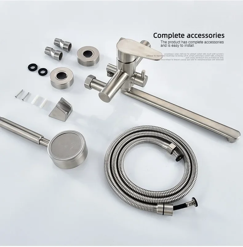 Toilet Bathtub Water Faucet Tap Cold and Hot Extended Shower Faucet Set Wall Mounted Mixed Valve with Shower Head Sprayer 6