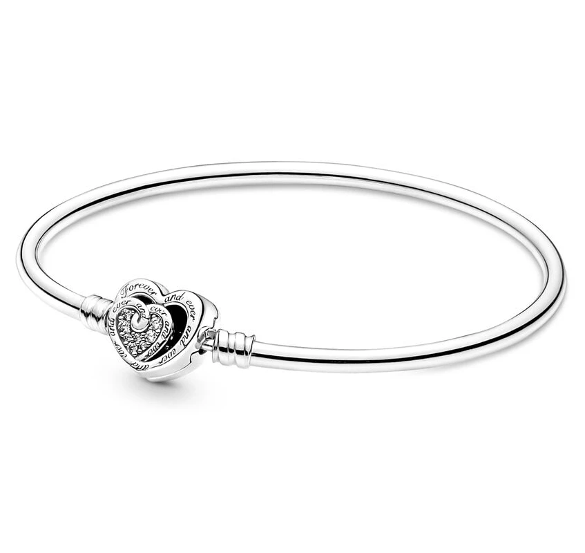 

Original Moments Entwined Infinite Hearts Clasp Bracelet Bangle Fit Women 925 Sterling Silver Bead Charm Fashion Jewelry