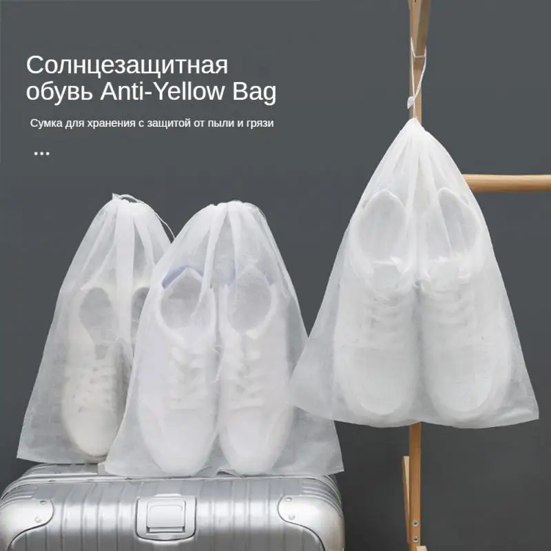 10PCs 신발 보관 가방 옷장 정리함 부직포 여행 휴대용 가방 방수 포켓 의류 분류 걸이형 가방