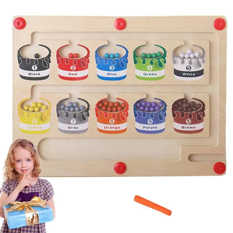 Magnetic Color And Number Maze Wooden Magnet Puzzles Board Kids Activities Counting Matching Games Montessori Toys For Children magnetic sign holder clip kt board magnet holder pop advertising board clip supermarket shelf label magnetic clip