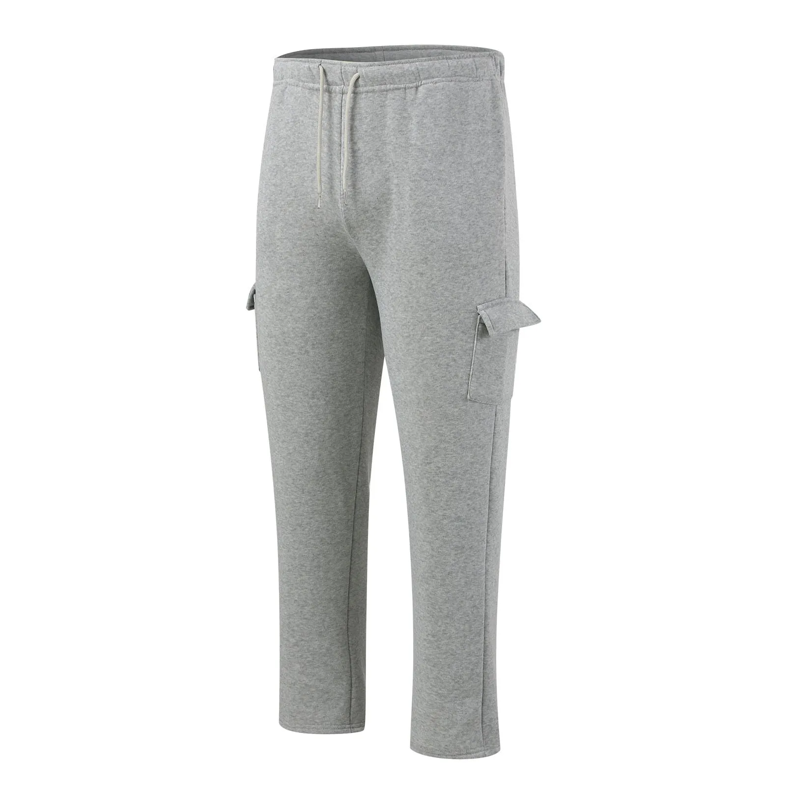 Autumn Winter Thicken Thermal Pant Men Solid Color Drawstring Elastic Waist Sweatpant Warm Loose Straight Baggy Sports Trousers