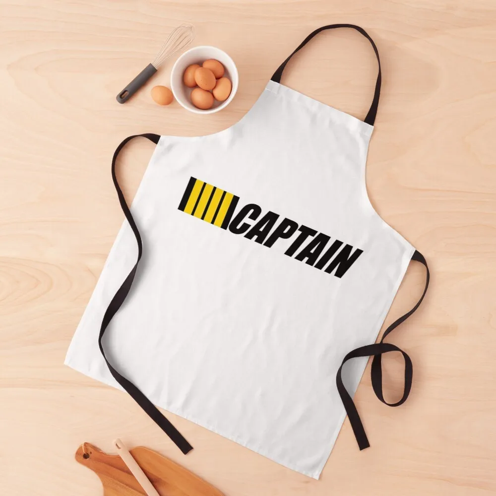 

Captain typography Pilot 4 gold Stripes on Black design Apron aprons ladies funny apron halloween kitchen