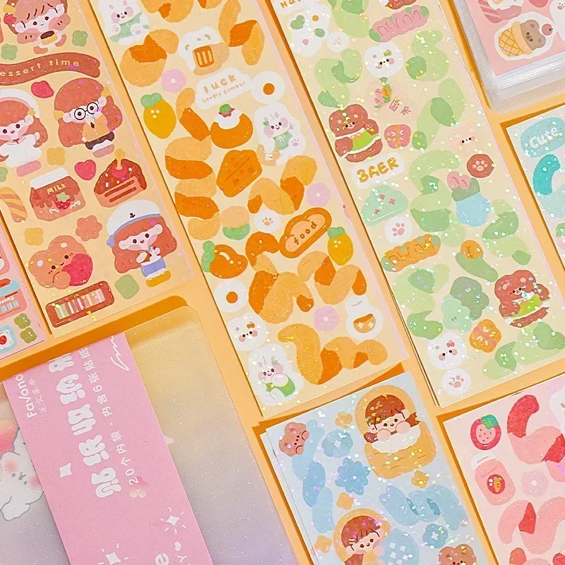 Handbook Stickers 10-100Pcs Kawaii Handbook Stickers Cartoon Collage Laser Sticker DIY Decorative Scrapbooking journals Stationery School Supplies