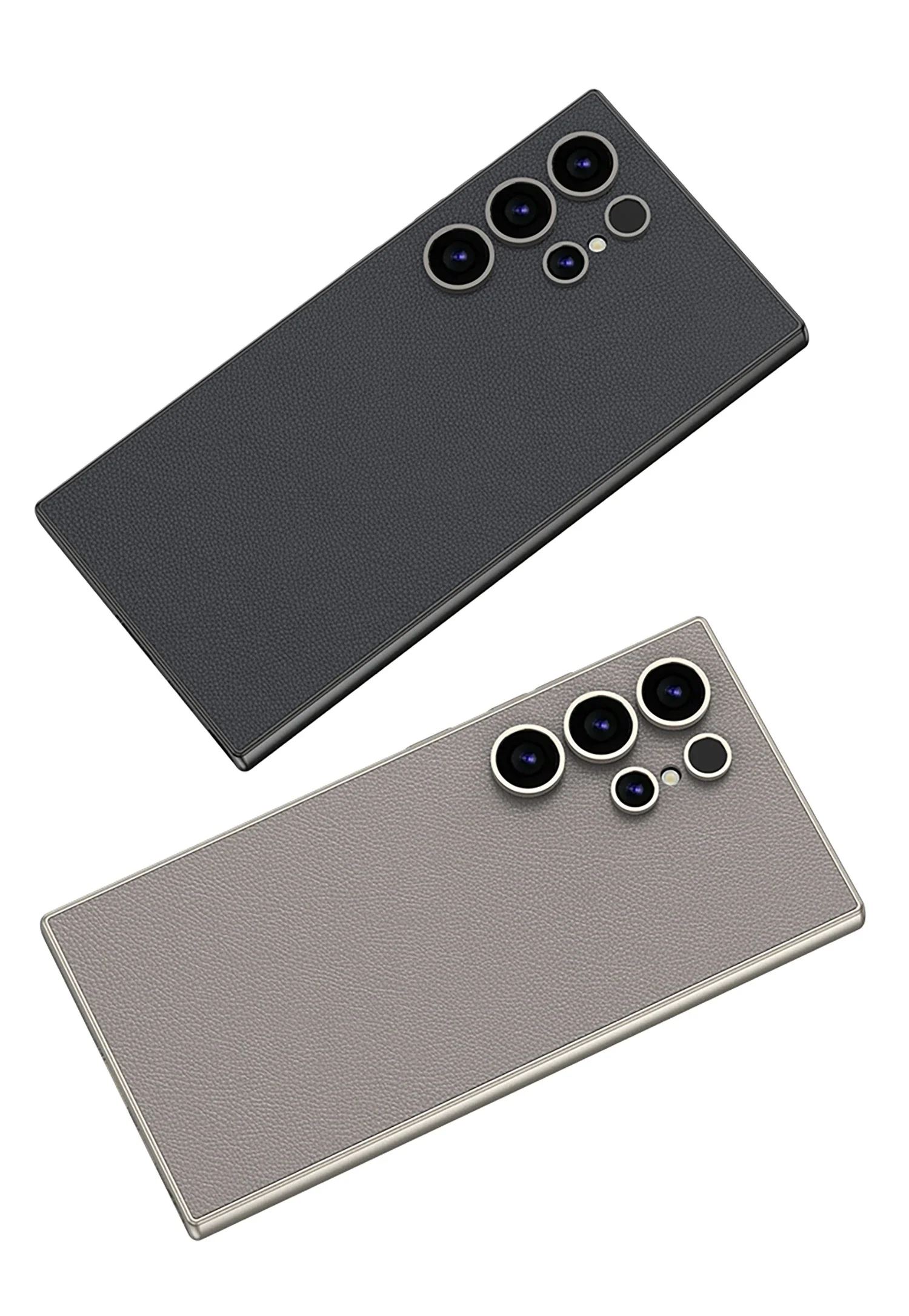 Luxury PU Leather Soft Edge Case For Samsung Galaxy S24 Ultra Metallic Paint Fra