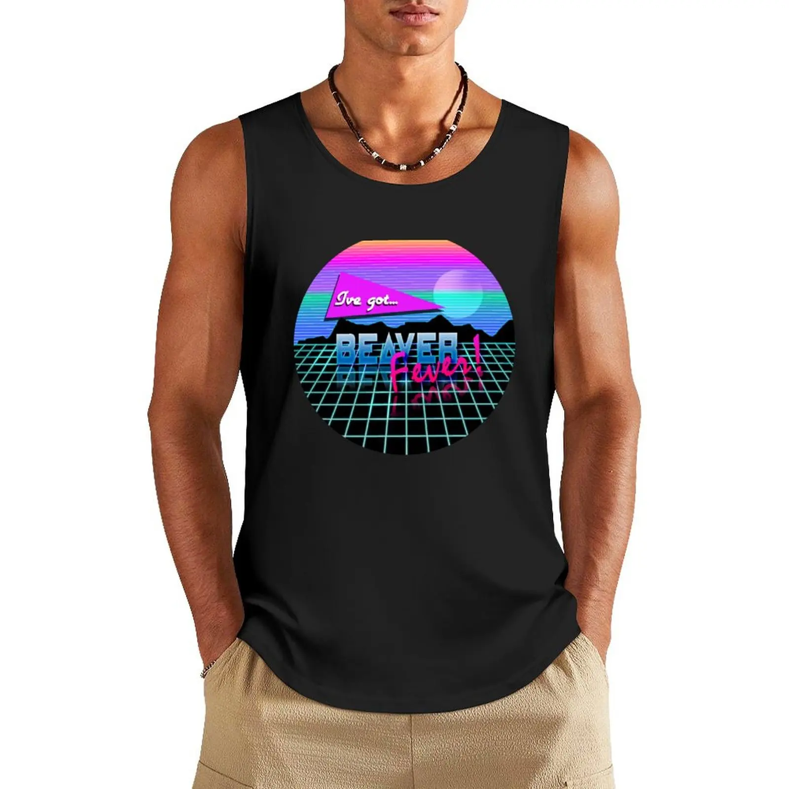 

Vaporwave - Beaver Fever! Tank Top T-shirt sports Men's summer clothes 2024 sleeveless vest men gym men