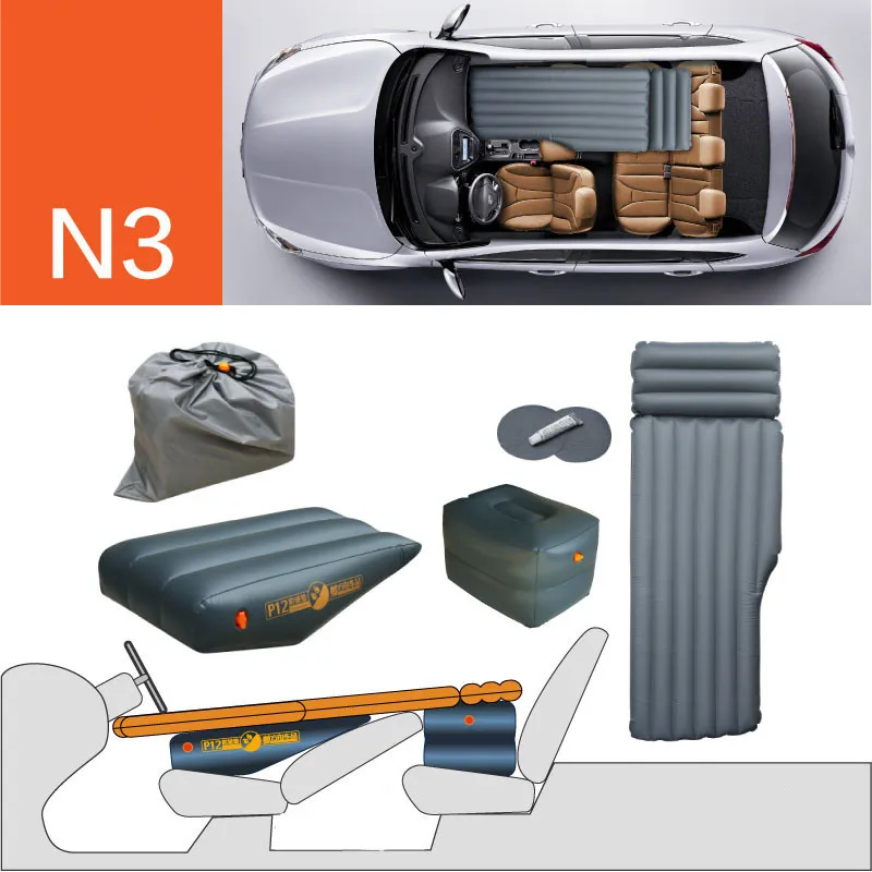 Car Travel Bed Inflatable Mattress Gap Pad Flat Front Seat PVC Slope Pad Air Mattress Bed Inflatable Couch Car Sleeping New
