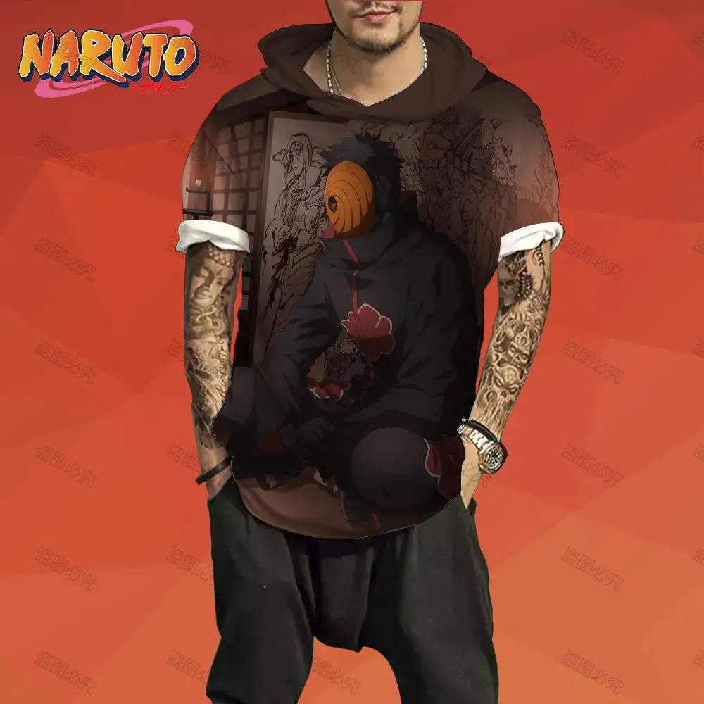 

T Shirt for Men Naruto Hooded Trend Men's Y2k T-shirt 2022 High Quality Ninja Short Sleeve Essentials 3XL Fashion Harajuku Style