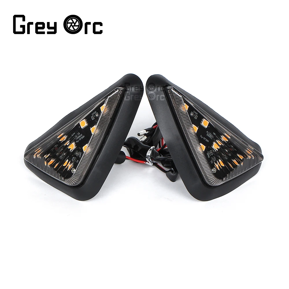 

2 Pcs Universal Motorcycle LED Turn Signals Lights Smoke Triangle Flush Mount Flasher Lamp Motorbike Blinker Light Accessories