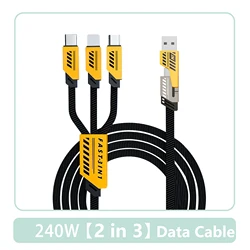 High - Power 240W Fast Charging Cable - 1.2m 3 - in - 1 Versatile Charger - 1.2m (2 - in - 3)
