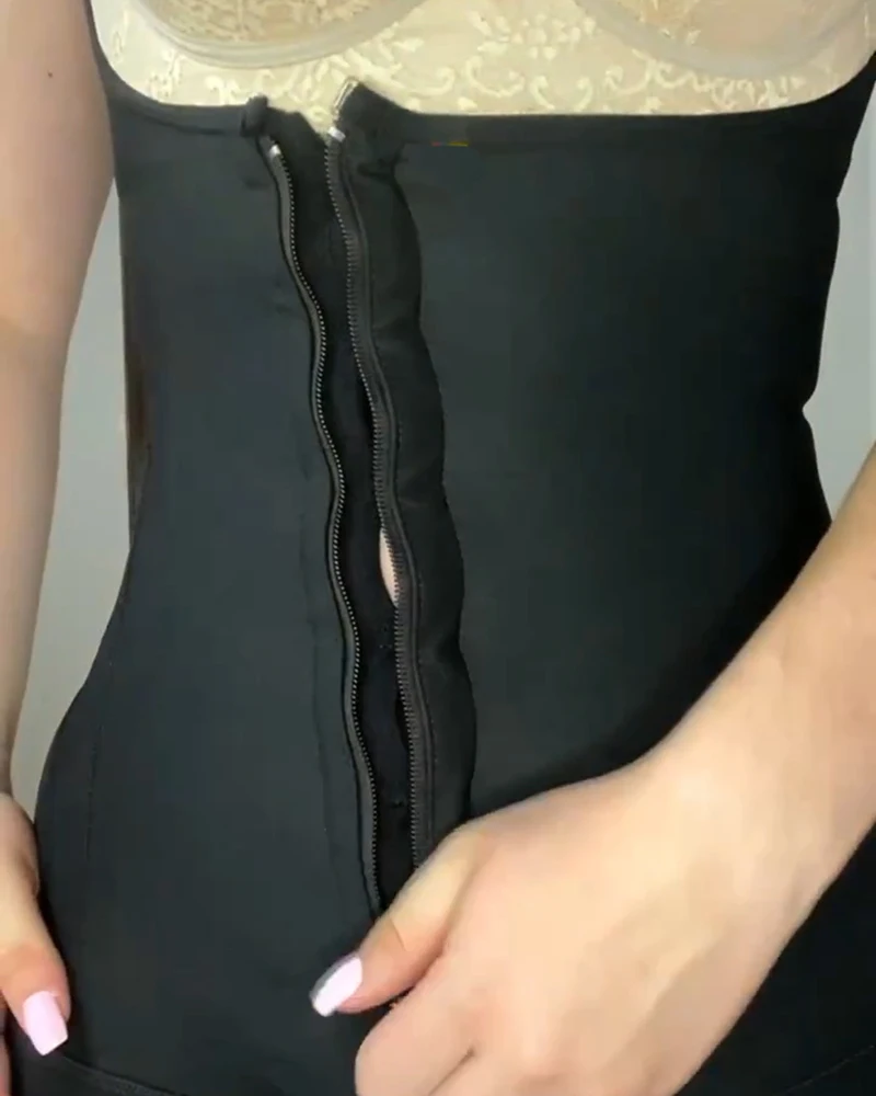 Women Bodysuit With Side Zipper Wide Shoulder Strap Open Bust Body Shaper Corset Waistcoat For Sexy Look Fajas