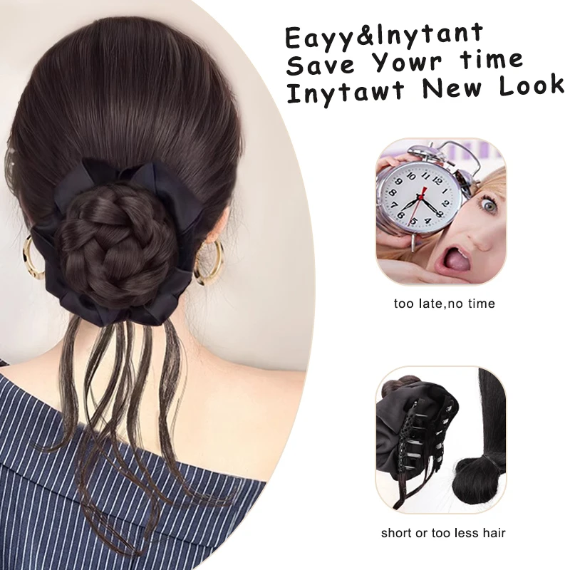 LUPU Dragon Beard Synthesis Messy Hair Bun Claws Clamped in Hair Pieces Fluffy Curly Ponytail Extended Hair Clip Hair Accessory