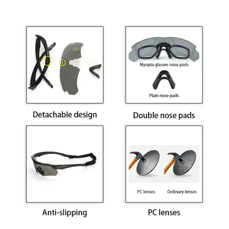 Polarized Tactical Goggles 3 Lens Set Climbing Glasses Outdoor Sports Windproof Dustproof Safety Protective Glasses Eyewear